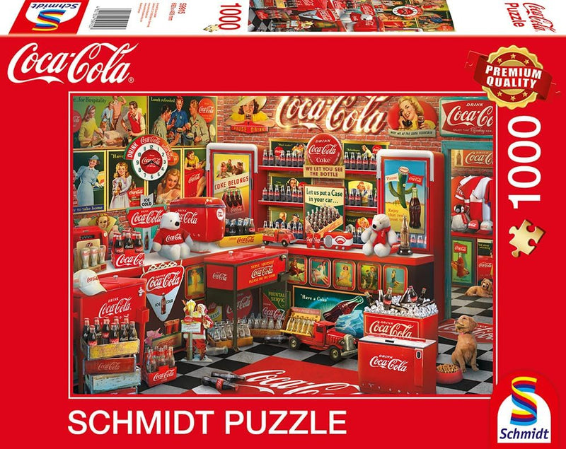 Puzzle Schmidt 1000 pièces Coca-Cola Vintage La Boutique, objets de collection rétro rouges