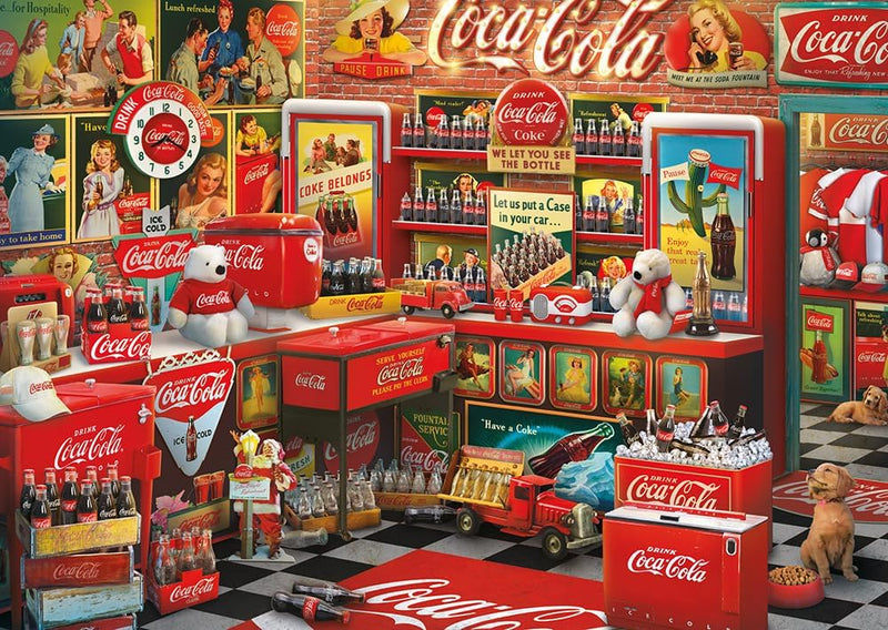 Puzzle Schmidt 1000 pièces Coca-Cola Vintage La Boutique, objets de collection rétro rouges