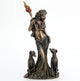 Figurine Hécate Veronese Design avec chiens et torche, polyrésine effet bronze coulé à froid