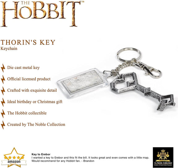 Porte-clés Noble Collection clé de Thorin en métal et carte de Thrór, Le Hobbit