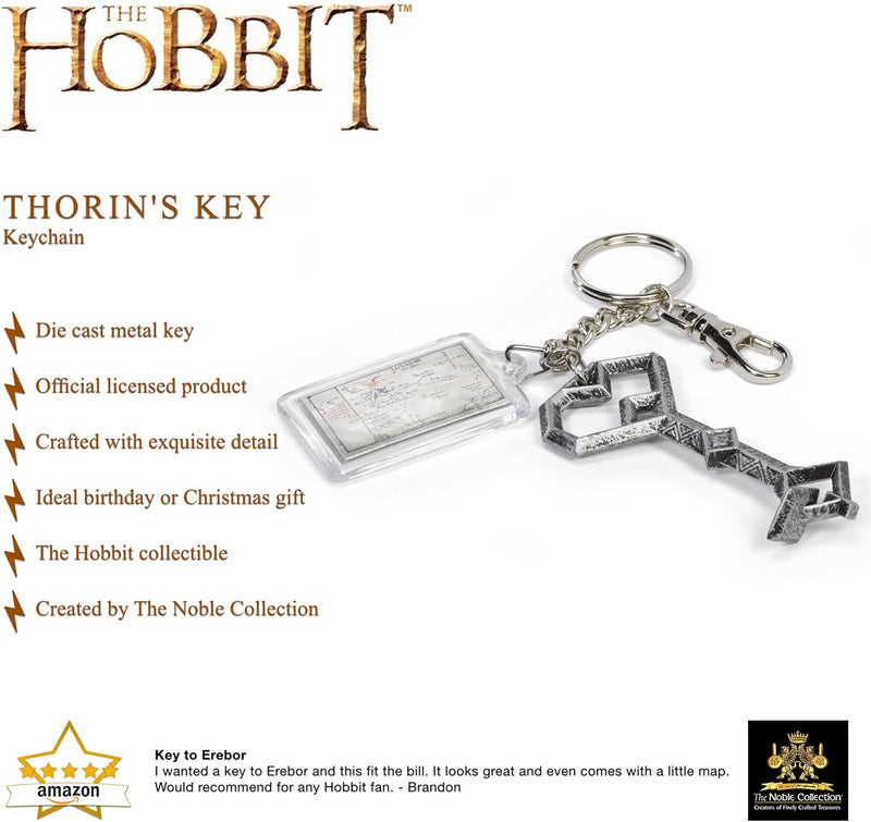 Porte-clés Noble Collection clé de Thorin en métal et carte de Thrór, Le Hobbit
