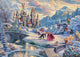 Puzzle Disney 1000 pièces Thomas Kinkade, Belle et la Bête dans les jardins enneigés du château en hiver