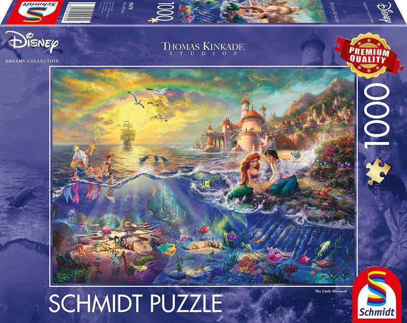 Puzzle Disney 1000 pièces Thomas Kinkade, Ariel, Eric, Sébastien et Polochon sous l'océan