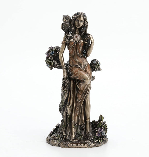 Figurine Blodeuwedd Veronese Design 21,3 cm, déesse celtique fleurie avec chouette