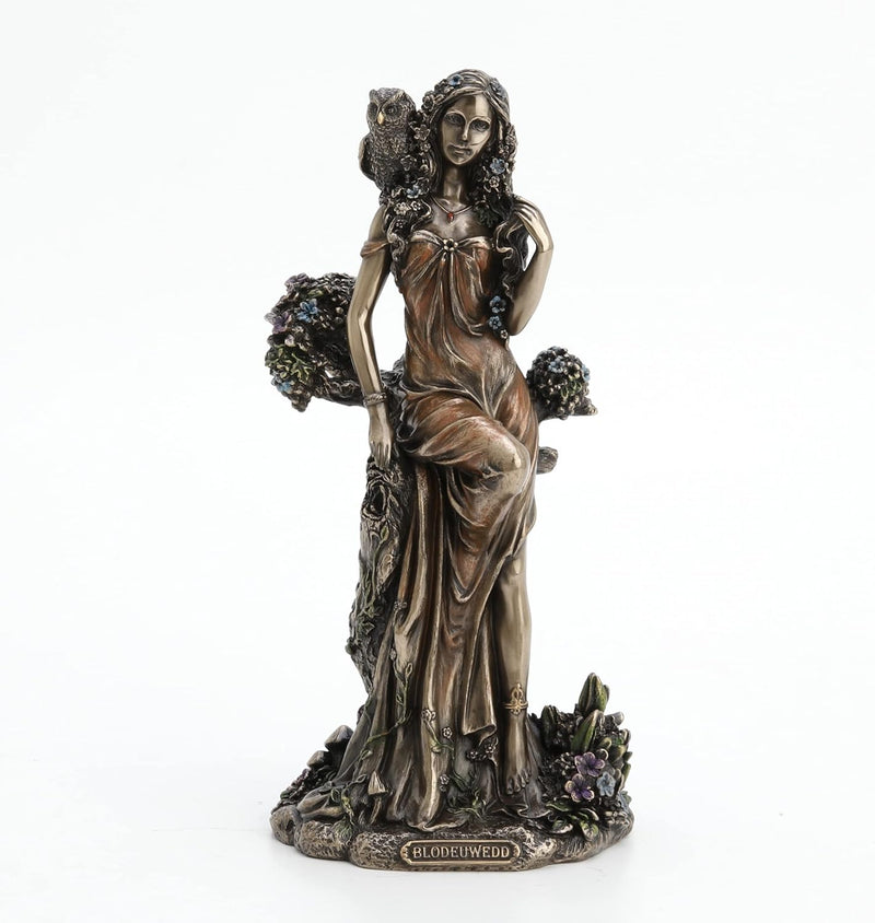Figurine Blodeuwedd Veronese Design 21,3 cm, déesse celtique fleurie avec chouette