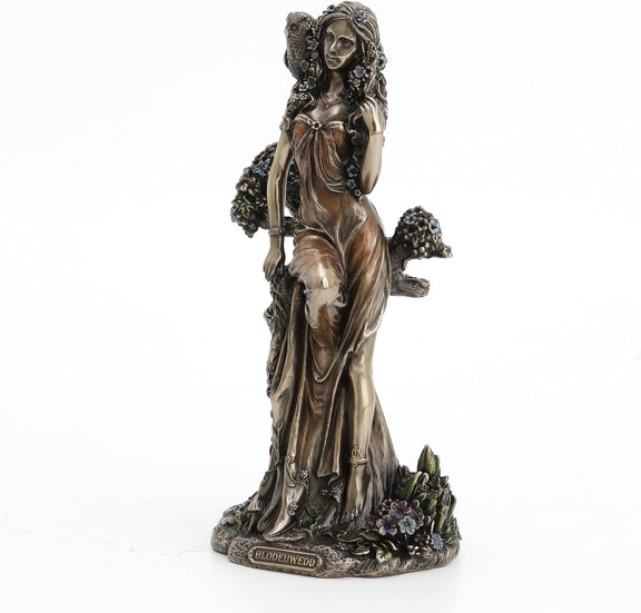Figurine Blodeuwedd Veronese Design 21,3 cm, déesse celtique fleurie avec chouette
