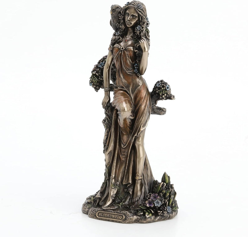 Figurine Blodeuwedd Veronese Design 21,3 cm, déesse celtique fleurie avec chouette