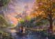 Puzzle Disney 1000 pièces Thomas Kinkade, Pocahontas et John Smith en canoë sur la rivière en automne