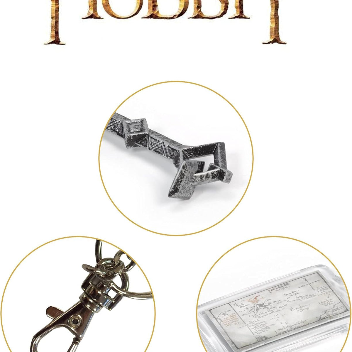 Porte-clés Noble Collection clé de Thorin en métal et carte de Thrór, Le Hobbit