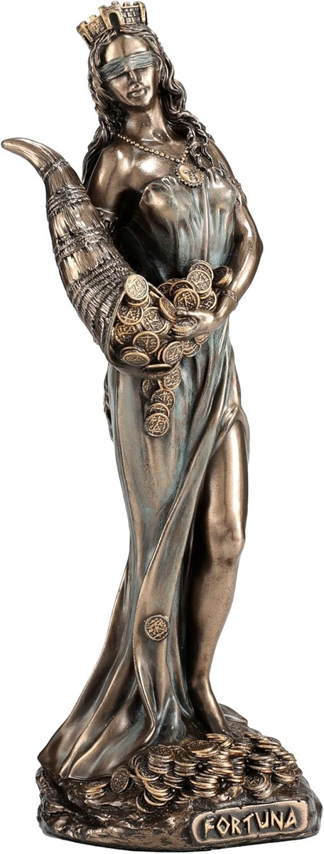 Figurine déesse Fortuna Veronese Design 15 cm, yeux bandés et corne d'abondance
