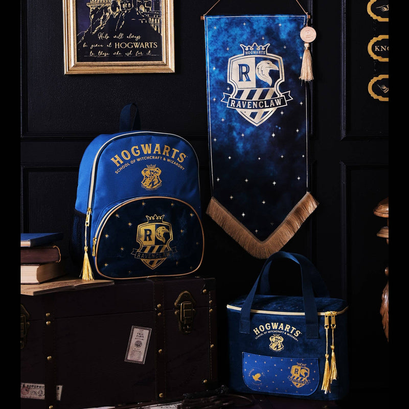 Sac à lunch isotherme Harry Potter Serdaigle en velours bleu profond avec blason doré