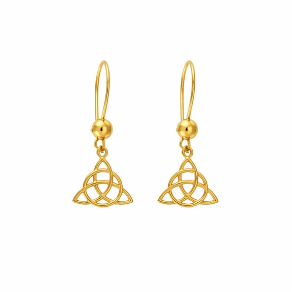 Boucles d'oreilles Triquetra plaqué or, nœud celtique à trois arcs entrelacés
