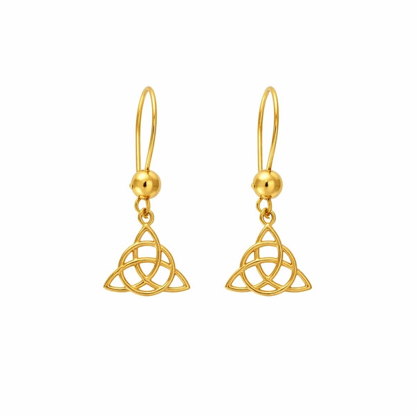 Boucles d'oreilles Triquetra plaqué or, nœud celtique à trois arcs entrelacés