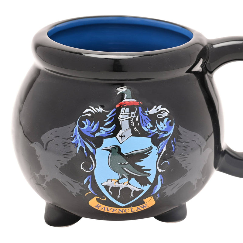 Mug chaudron Harry Potter en céramique noire avec blason bleu et bronze de Serdaigle