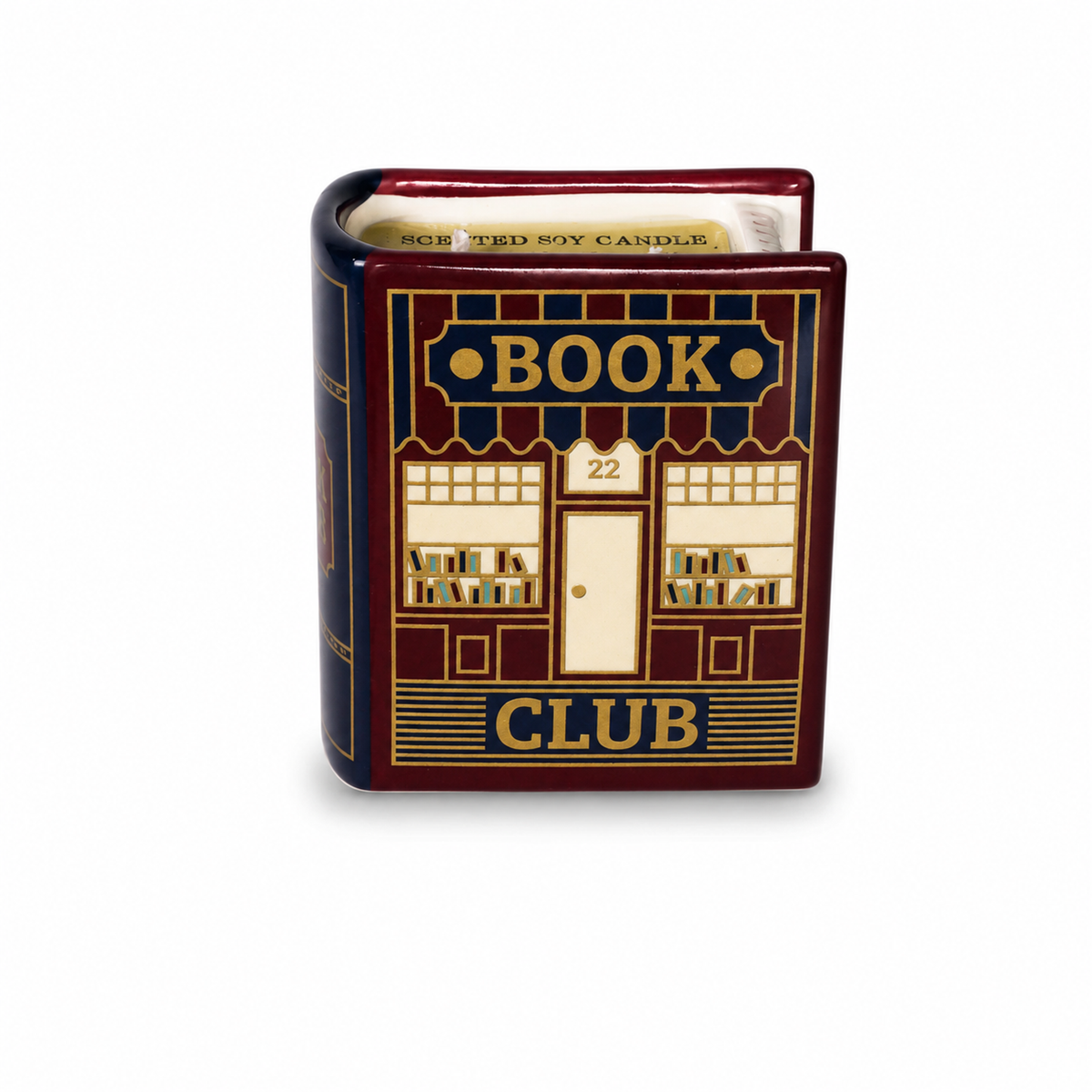 Bougie Book Club en céramique en forme de livre ancien, parfum citron vert basilic laurier