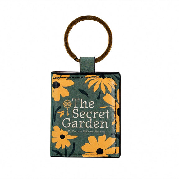 Porte-clés livre miniature The Secret Garden à couverture fleurie, inspiré du roman Le Jardin Secret
