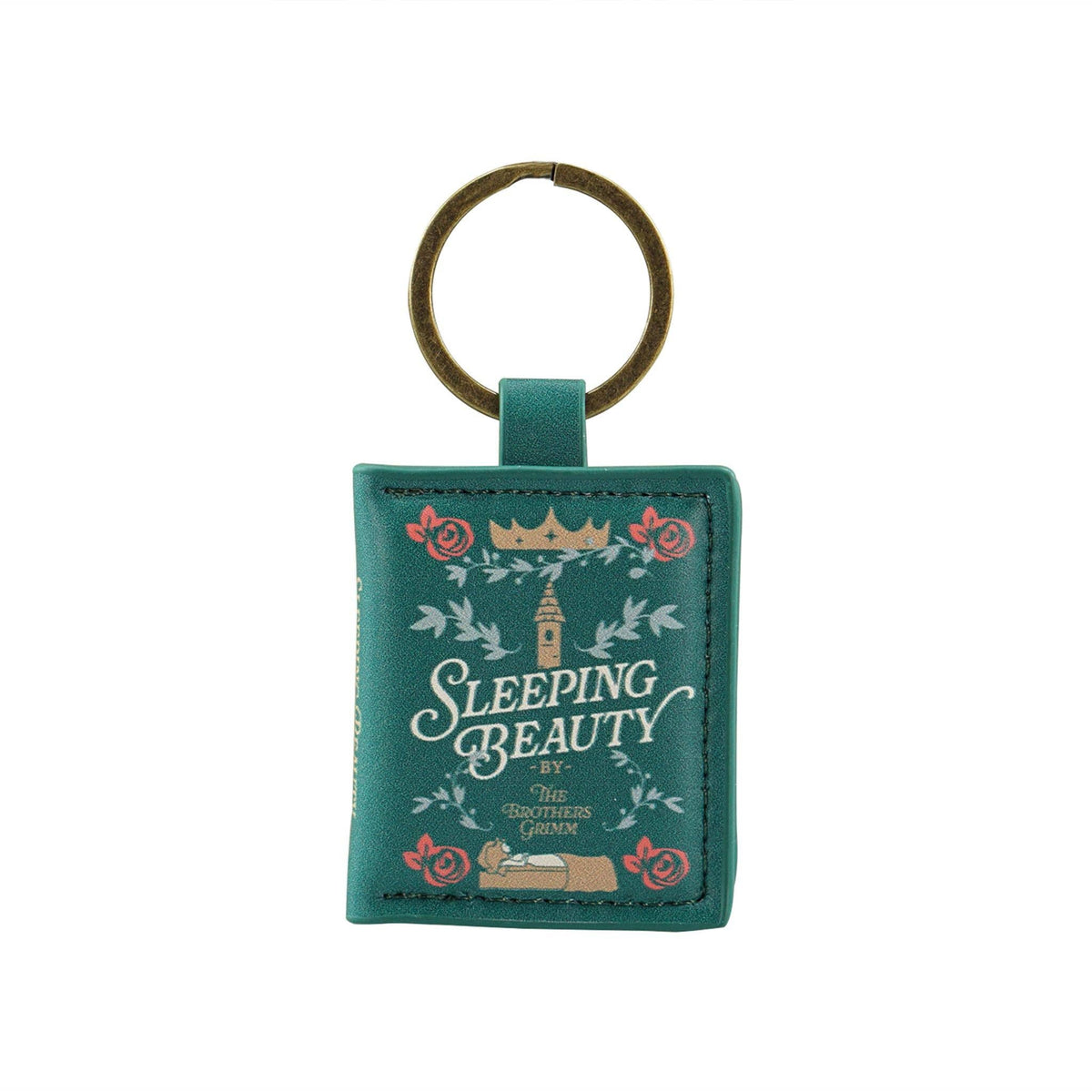 Porte-clés livre miniature Disney La Belle au Bois Dormant avec couverture illustrée et anneau métal