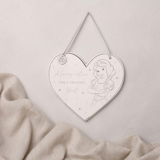 Plaque murale en céramique en forme de cœur Disney 100 ans avec Blanche-Neige et sa citation