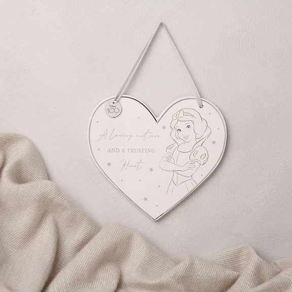 Plaque murale en céramique en forme de cœur Disney 100 ans avec Blanche-Neige et sa citation