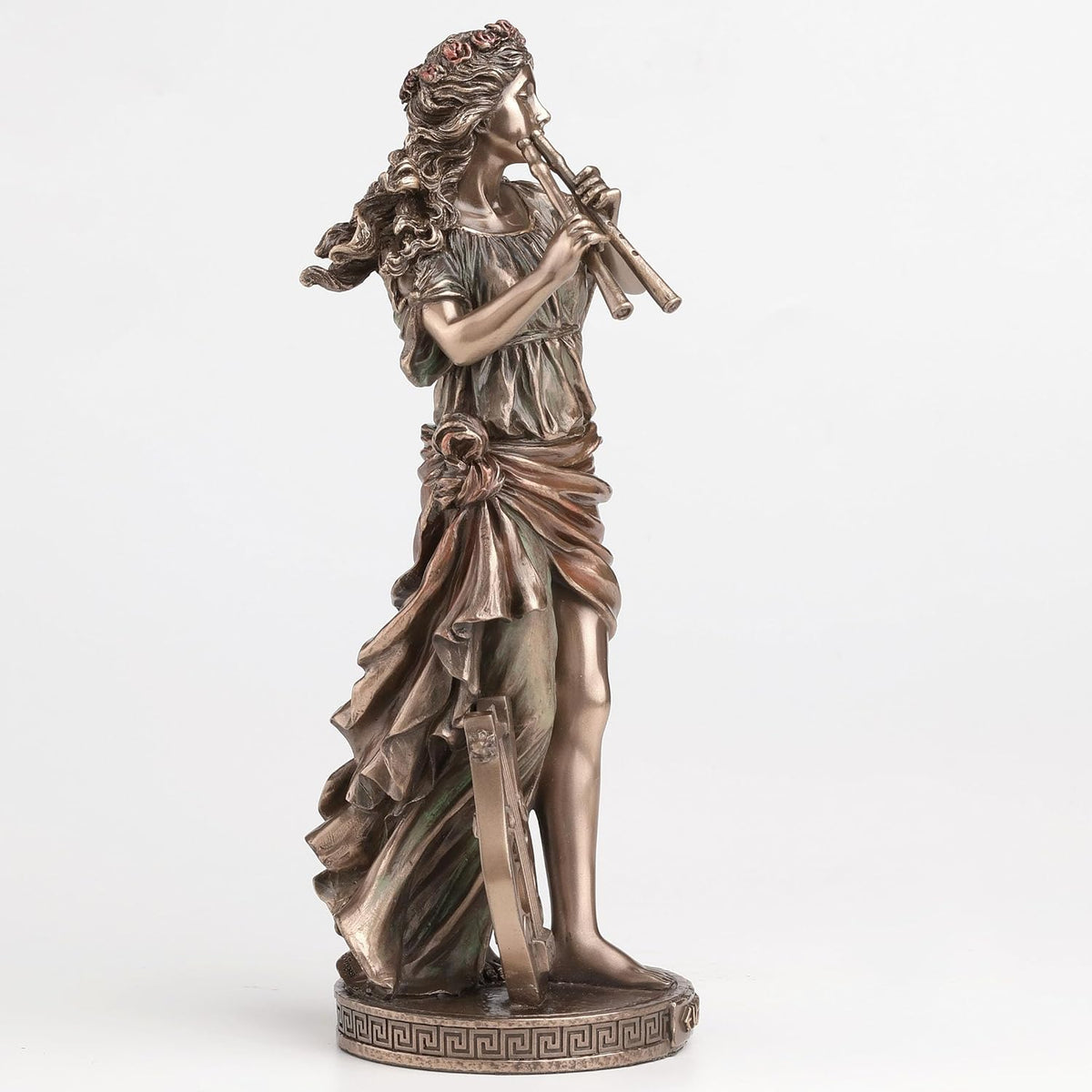Statue Euterpe muse grecque de la musique Veronese Design, finition effet bronze