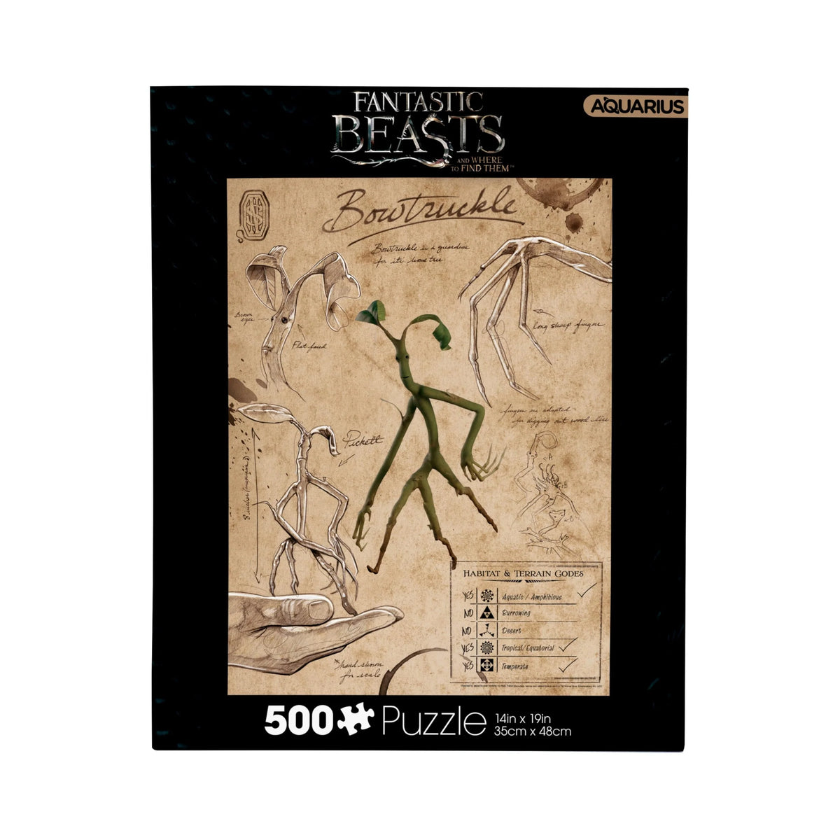 Puzzle 500 pièces Les Animaux Fantastiques avec le Botruc Pickett, croquis naturaliste