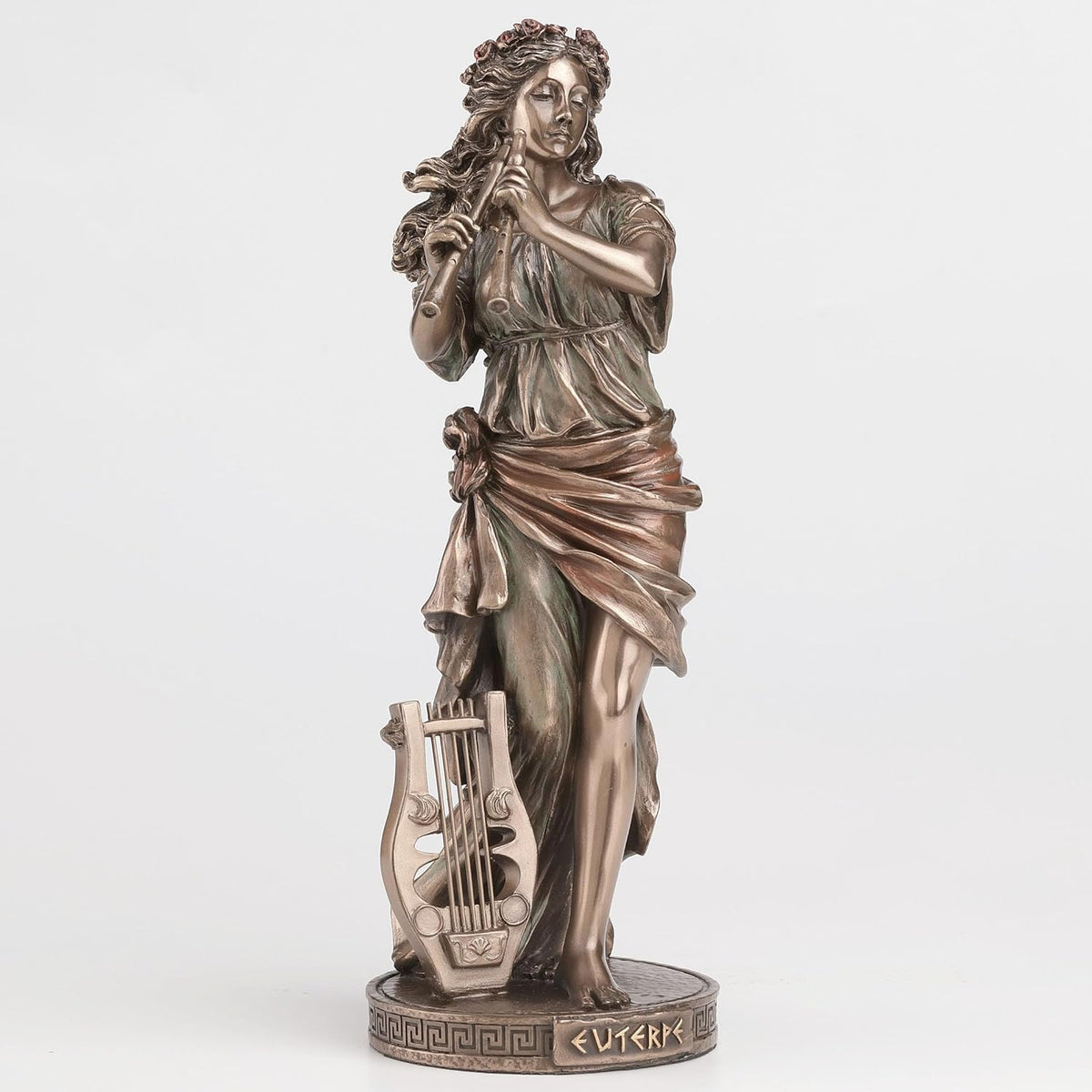 Statue Euterpe muse grecque de la musique Veronese Design, finition effet bronze
