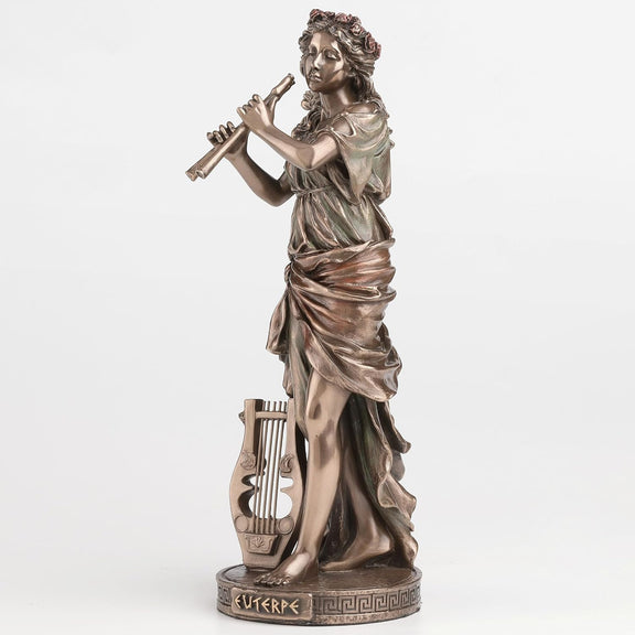 Statue Euterpe muse grecque de la musique Veronese Design, finition effet bronze