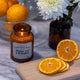 Bougie apothicaire Zeste d'Orange & Bergamote en cire de soja, pot en verre ambré vintage 226 g
