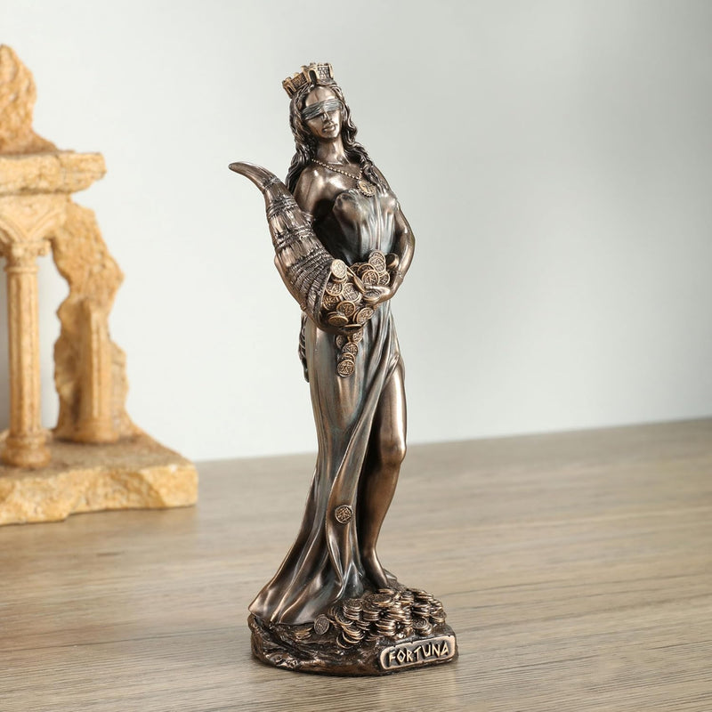 Figurine déesse Fortuna Veronese Design 15 cm, yeux bandés et corne d'abondance