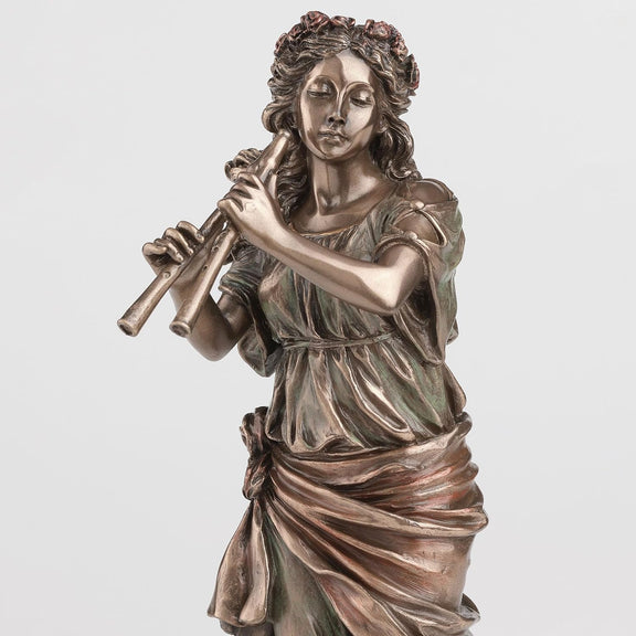 Statue Euterpe muse grecque de la musique Veronese Design, finition effet bronze