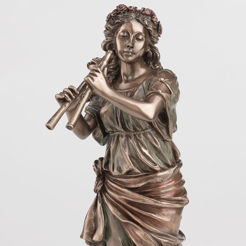 Statue Euterpe muse grecque de la musique Veronese Design, finition effet bronze