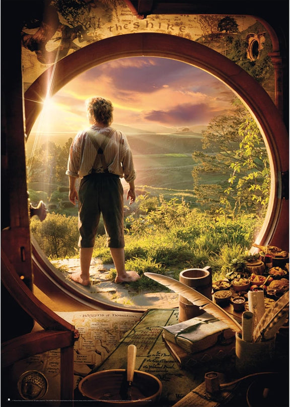 Puzzle Schmidt 1000 pièces The Hobbit, Bilbo devant la porte ronde de Cul-de-Sac face à la Comté