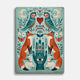 Plaque murale vintage en aluminium imprimé illustrée d'un renard, d'un hibou et d'une lune, style rétro