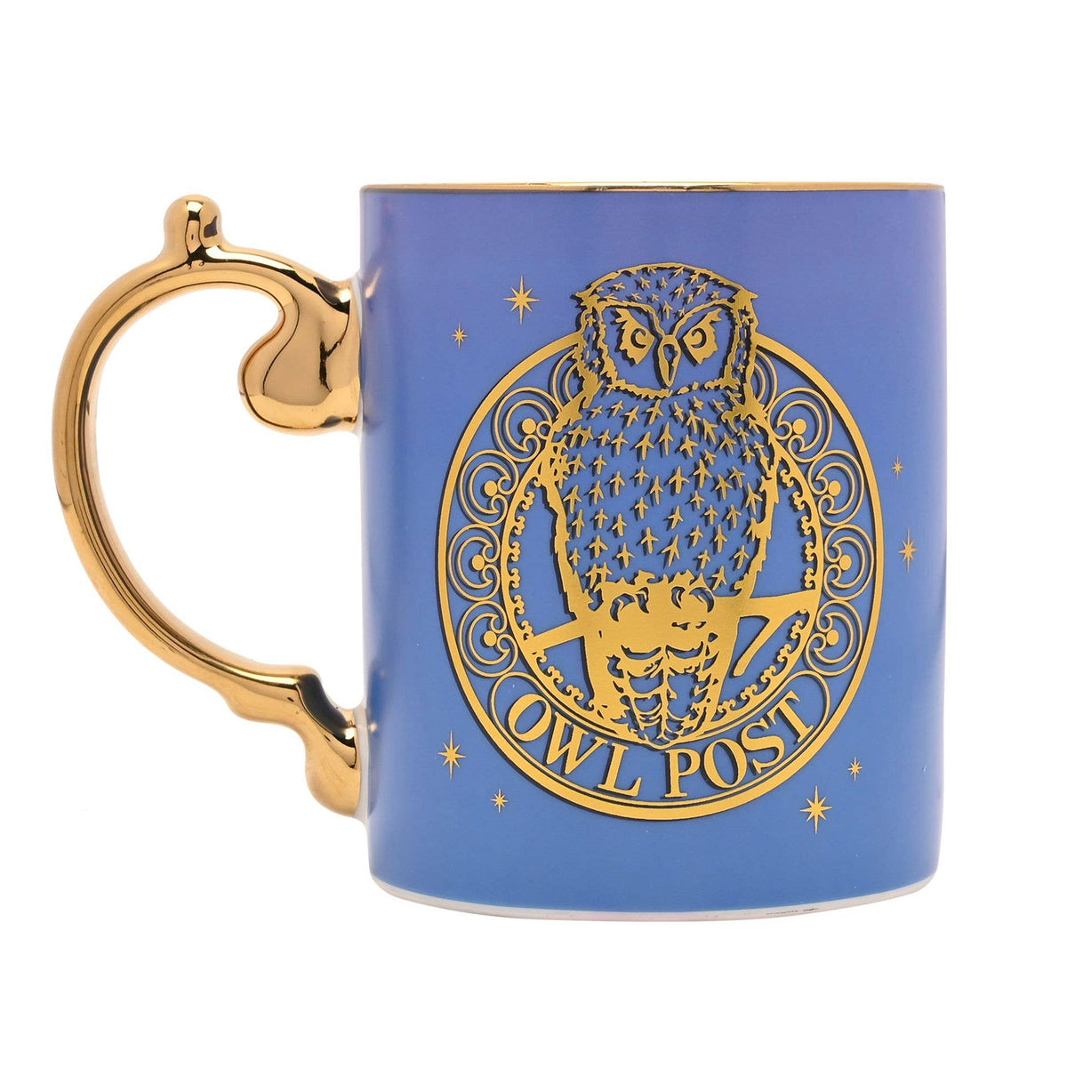 Mug en céramique Harry Potter Owl Post bleu profond à détails dorés, collection Warner Bros