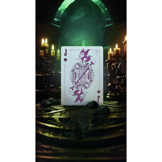 Jeu de cartes Bicycle Disney Villains, étui violet, vert et noir avec les méchants Disney