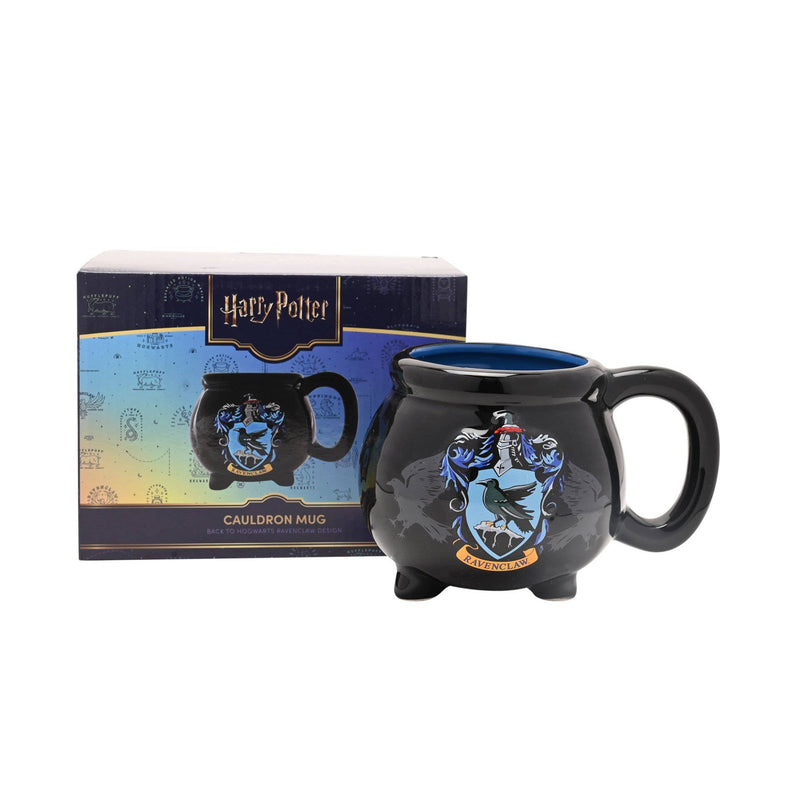 Mug chaudron Harry Potter en céramique noire avec blason bleu et bronze de Serdaigle