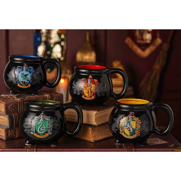 Mug chaudron Harry Potter en céramique noire avec blason bleu et bronze de Serdaigle