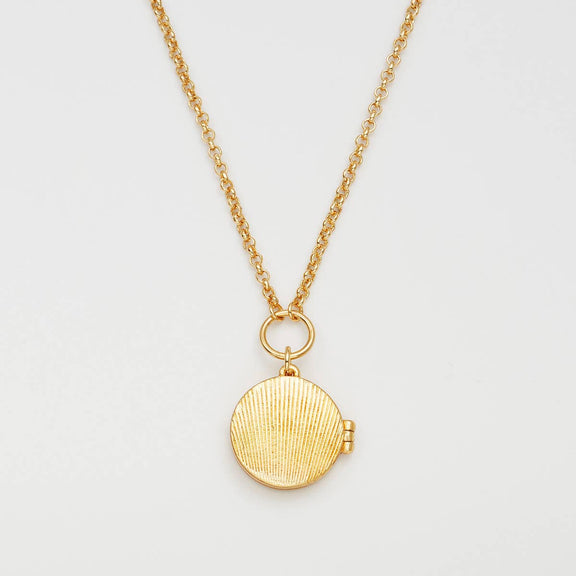 Collier médaillon Snake & Blossom Fable England, serpent émaillé et fleur, plaqué or 22 carats
