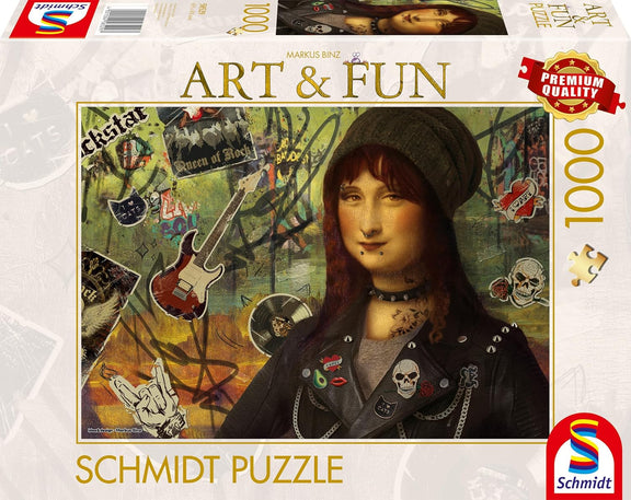 Puzzle Schmidt 1000 pièces Mona Lisa version rock Art & Fun par Markus Binz, tatouages et cuir