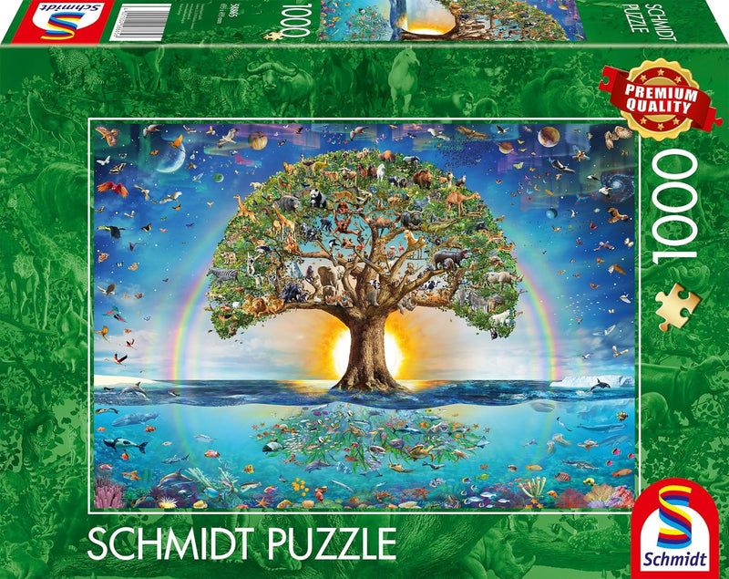Puzzle Schmidt 1000 pièces L'Arbre de Vie coloré entouré d'animaux terrestres, marins et célestes