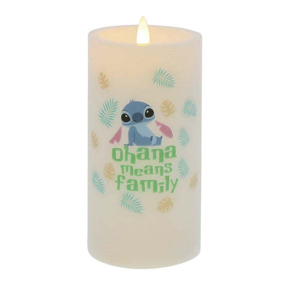 Bougie LED officielle Disney à l'effigie de Stitch avec décor tropical