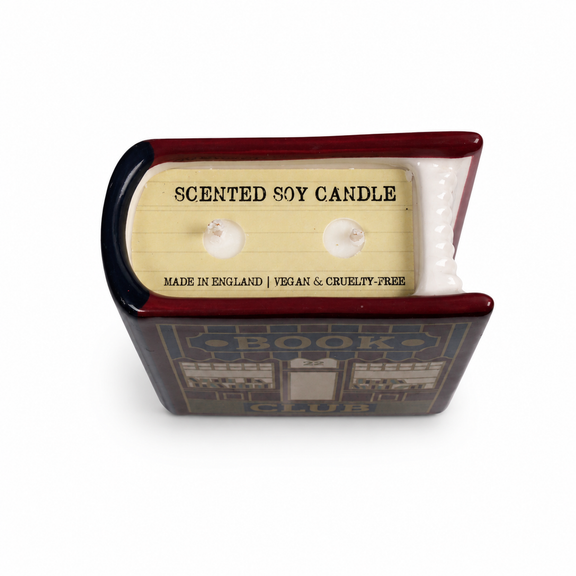 Bougie Book Club en céramique en forme de livre ancien, parfum citron vert basilic laurier