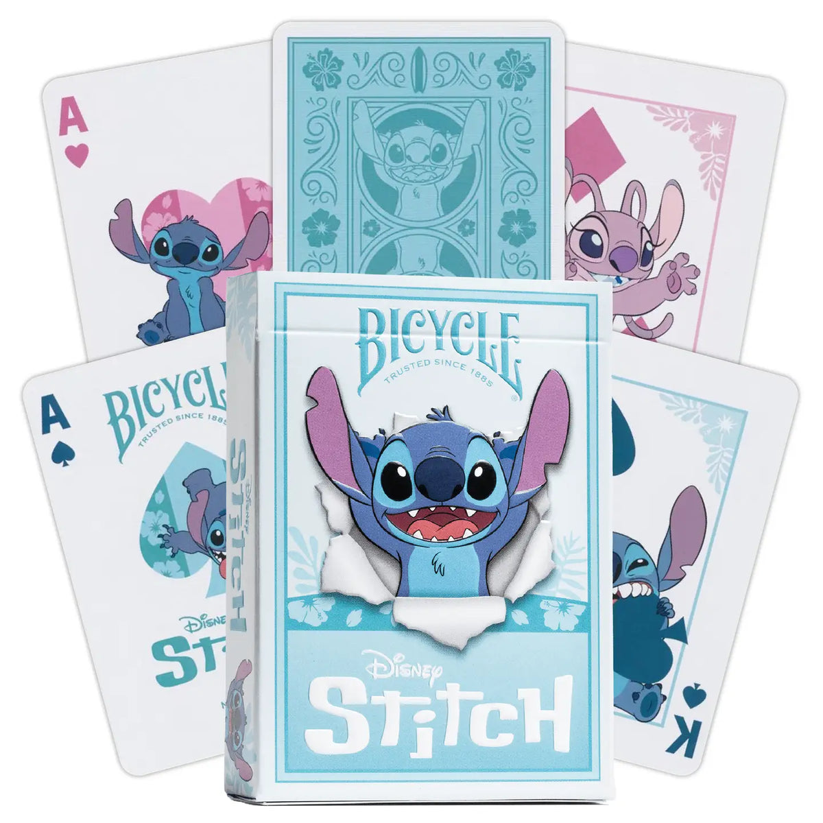 Jeu de cartes Bicycle Disney Stitch design Ohana aux couleurs pastel
