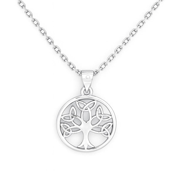 Collier pendentif arbre de vie celtique en argent 925 aux branches entrelacées