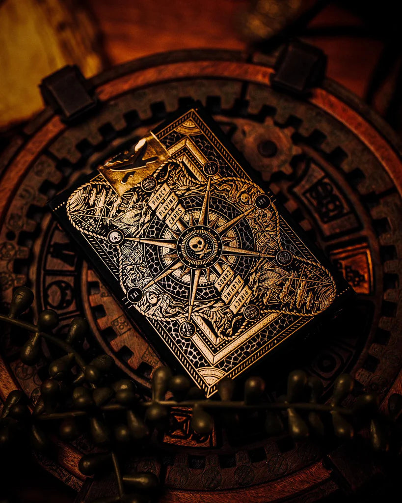 Jeu de cartes Piracy de Theory11 à impression métallisée or et argent, étui et cartes personnalisées