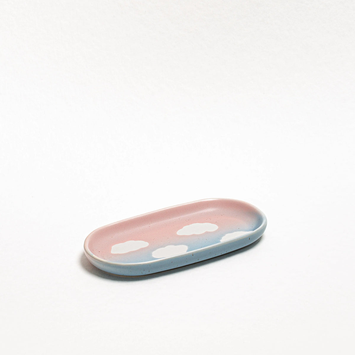 Mini plateau vide-poche céramique Eggbach Home Cloud Sunset, dégradé rose et bleu pastel nuageux