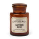 Bougie apothicaire Safran & Rose dans un pot en verre ambré vintage 226 g avec bouchon en verre