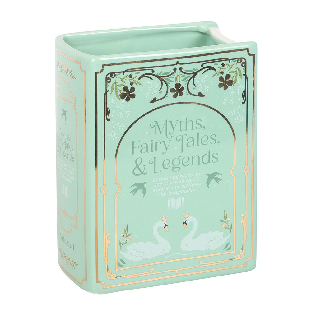 Vase en céramique en forme de livre vert pastel Myths, Fairy Tales & Legends, The Book Club