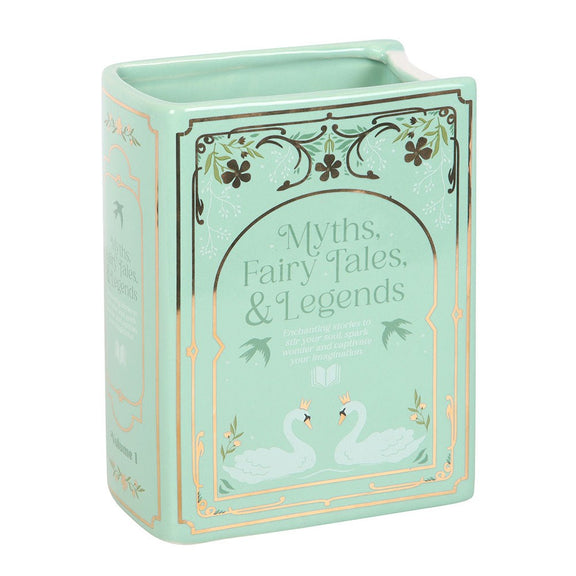 Vase en céramique en forme de livre vert pastel Myths, Fairy Tales & Legends, The Book Club