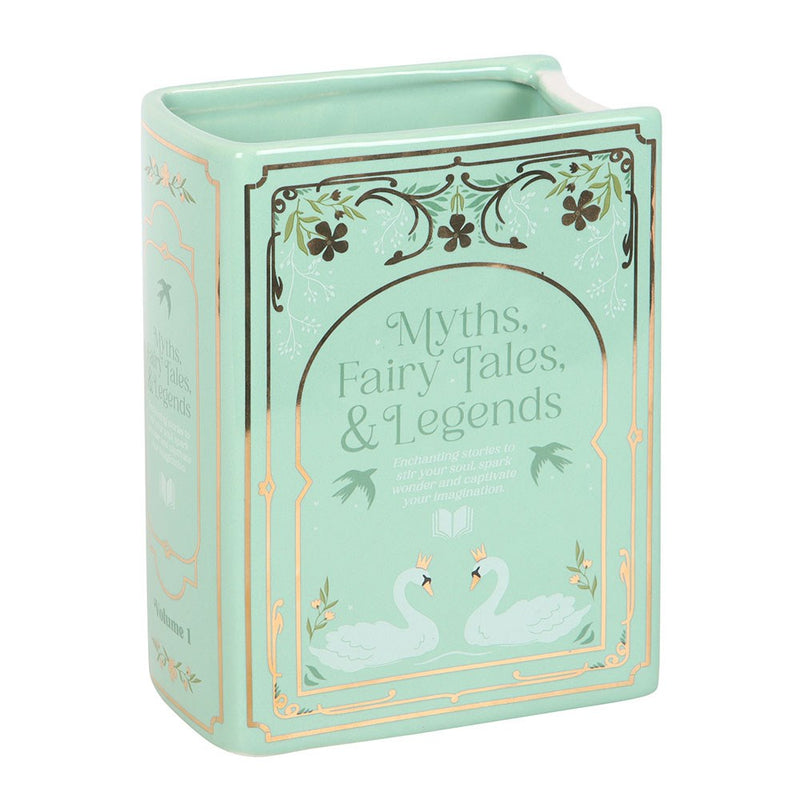 Vase en céramique en forme de livre vert pastel Myths, Fairy Tales & Legends, The Book Club